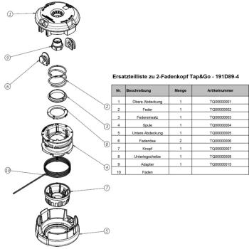 Preview: Makita 191D89-4 2-Fadenkopf Tap&Go