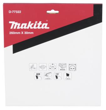 Preview: Makita D-77322 Sägeblatt TCT 260x30x40Z