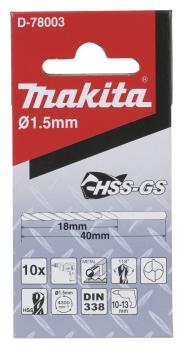 Preview: Bohrer 1,5mm HSS-GS 10Stk.