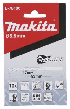 Preview: Bohrer 5,5mm HSS-GS 10Stk.