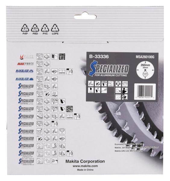 Makita B-33336 SPECIALIZED Sägeb.260x30x100Z