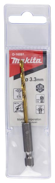 Makita D-16081 Bohrer 3,3mm 1/4" HSS-TiN