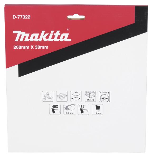 Makita D-77322 Sägeblatt TCT 260x30x40Z