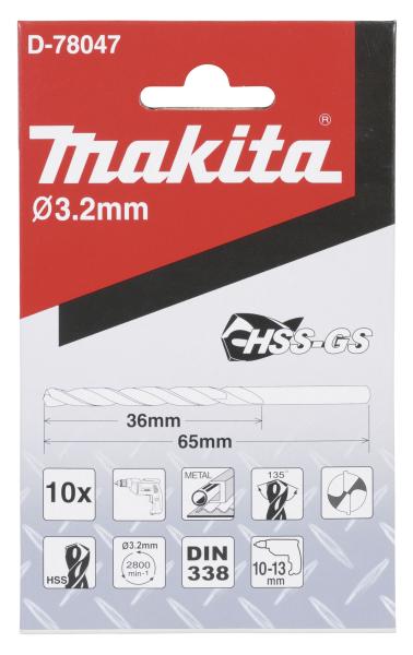 Bohrer 3,2mm HSS-GS 10Stk.