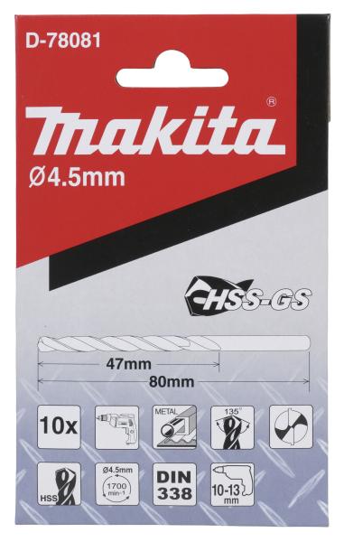 Bohrer 4,5mm HSS-GS 10Stk.