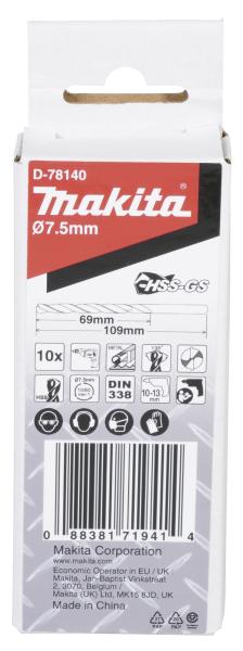 Bohrer 7,5mm HSS-GS 10Stk.