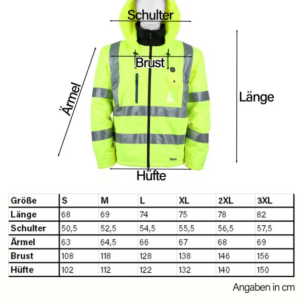 Makita DCJ206ZL Akku-Thermojacke