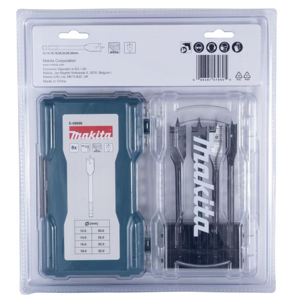 Makita E-08698 Flachfräsbohrer-Set 8-tlg.